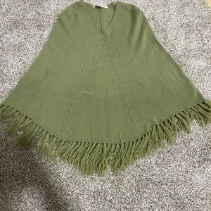 Fringed Cashmere Poncho - Max Studio